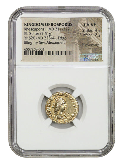 Ancient Greek: Rhescuporis II (AD 211-227) Kingdom of Bosporus Stater NGC Ch. VF