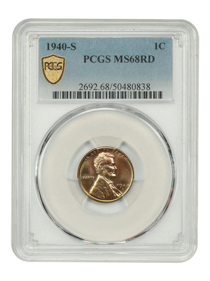 1940-S 1C PCGS MS68RD - Lincoln Cent (Wheat Reverse)