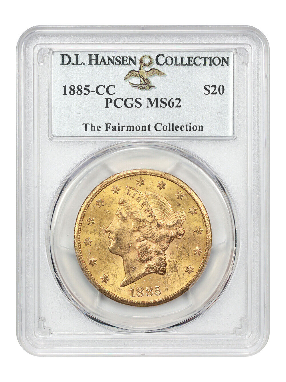 1885-CC $20 PCGS MS62 ex: D.L. Hansen