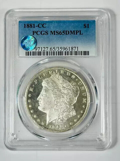 1881 CC Morgan Silver Dollar PCGS MS-65 DMPL WOW coin! Sight White Carson City