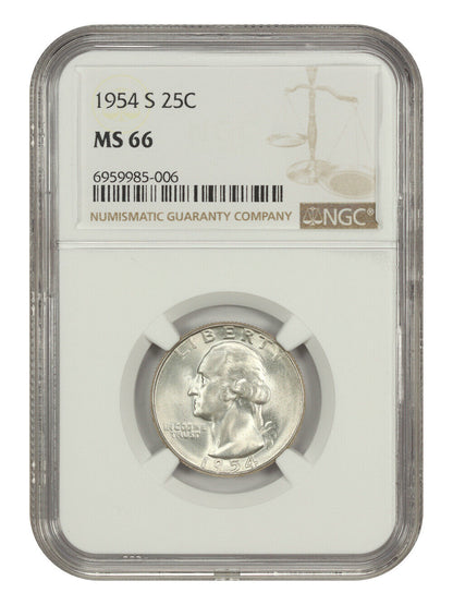 1954-S 25C NGC MS66 - Washington Quarter