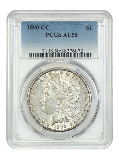 1890-CC $1 PCGS AU50 - Morgan Dollar - Popular, Scarce Carson City Morgan