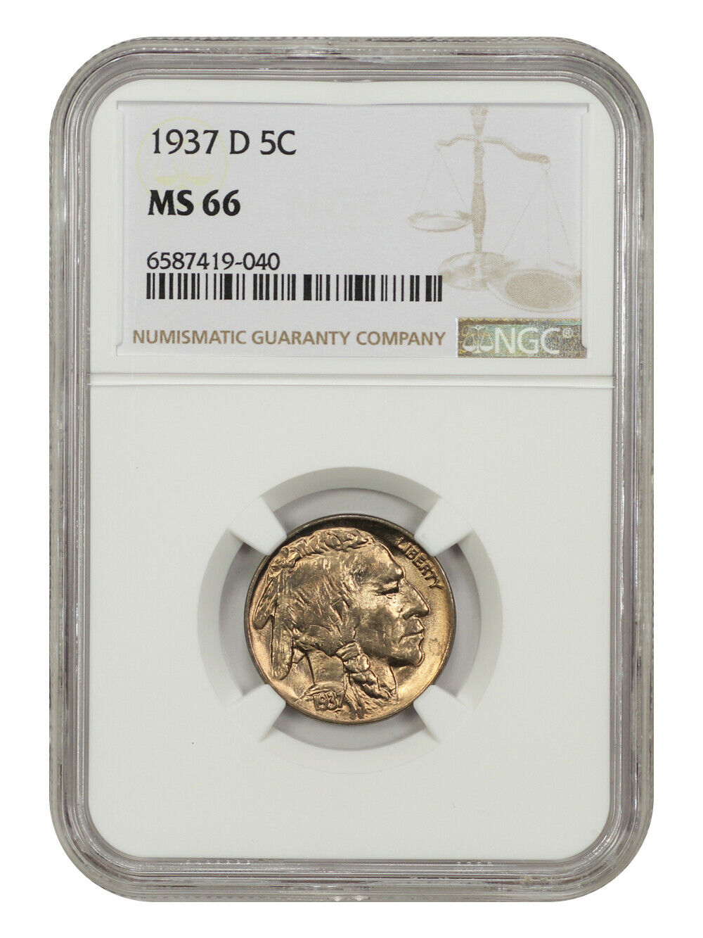 1937-D 5C NGC MS66