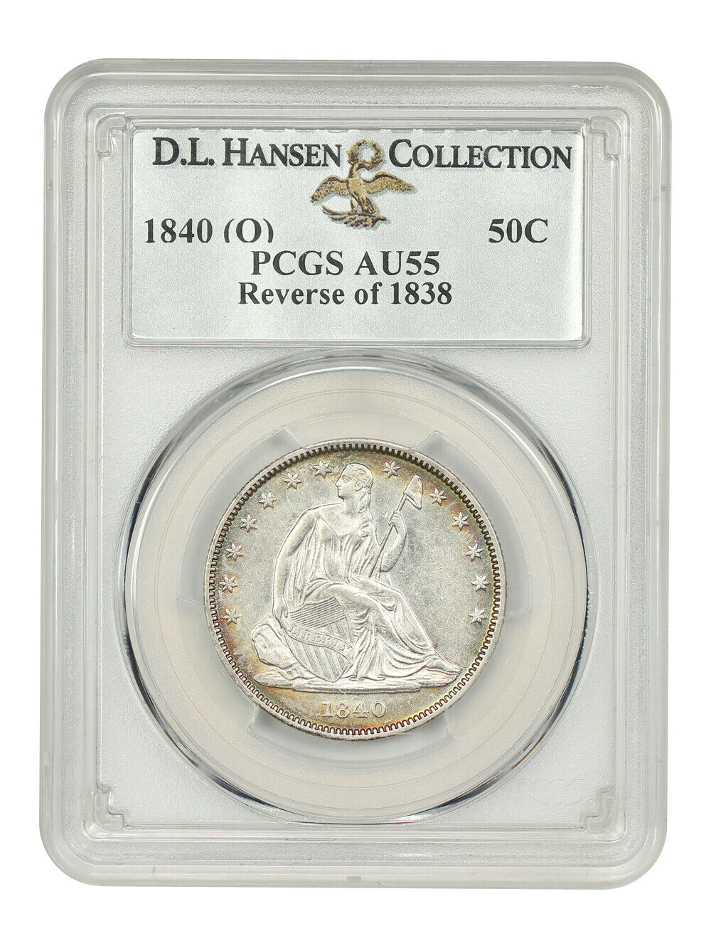 1840 (O) 50C PCGS AU55 (Reverse of 1838) ex: D.L. Hansen