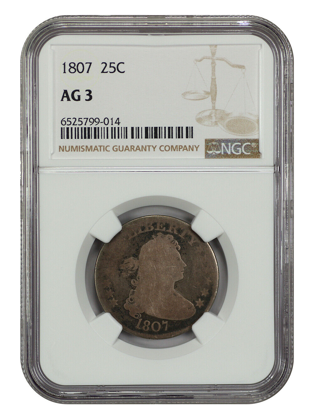 1807 25C NGC AG3 - Draped Bust Quarter