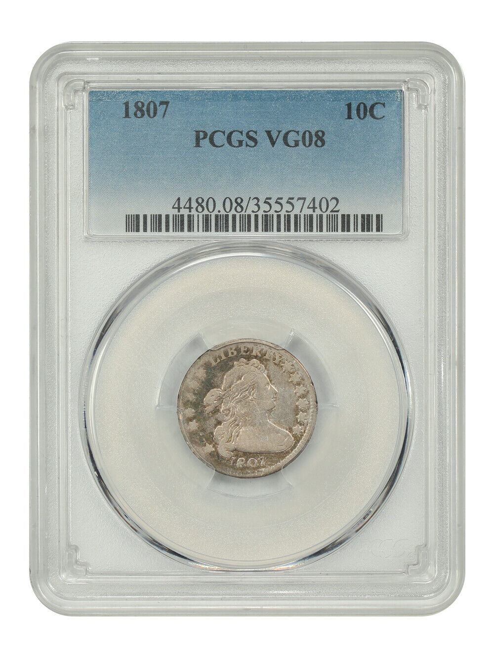 1807 10C PCGS VG08 - Draped Bust Dime - Popular Early Type