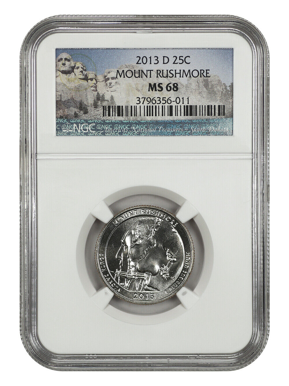 2013-D 25C Mount Rushmore NP NGC MS68 - Type 1 - Clad