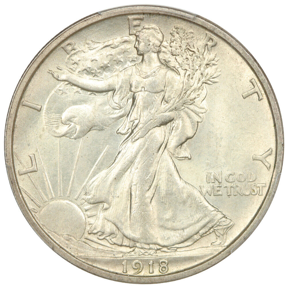 1918-S 50C PCGS MS63 - Walking Liberty Half Dollar - Scarce Early Walker