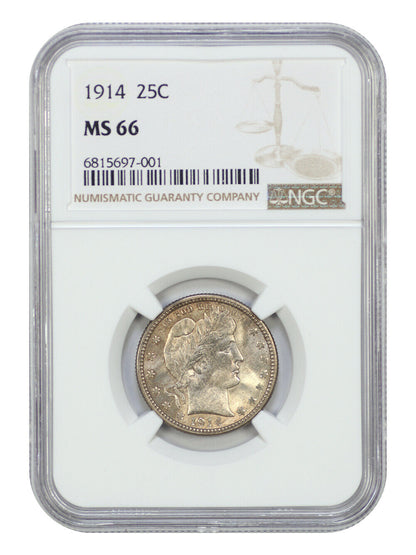 1914 25C NGC MS66 - Barber Quarter