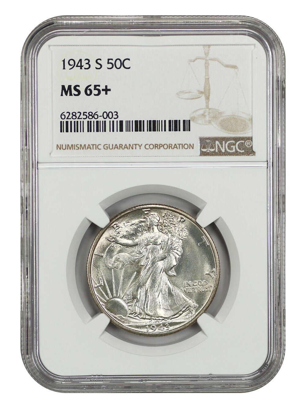 1943-S 50C NGC MS65+ - Walking Liberty Half Dollar