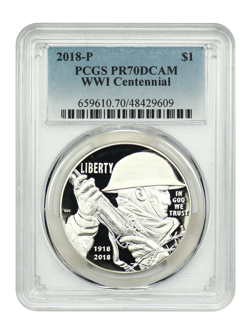 2018-P $1 WWI Centennial PCGS PR70DCAM