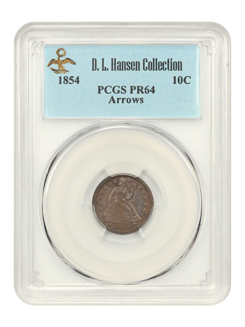 1854 10C PCGS PR64 (Arrows) ex: D.L. Hansen