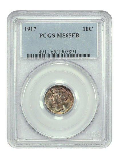 1917 10C PCGS MS65FB - Mercury Dime