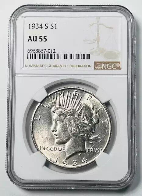 1934 S Peace Dollar NGC AU-55 Premium Quality!