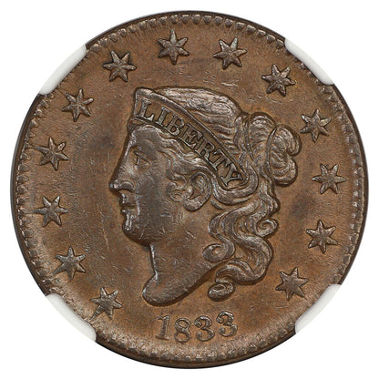 1833 1C NGC AU58 - Coronet Head Cent