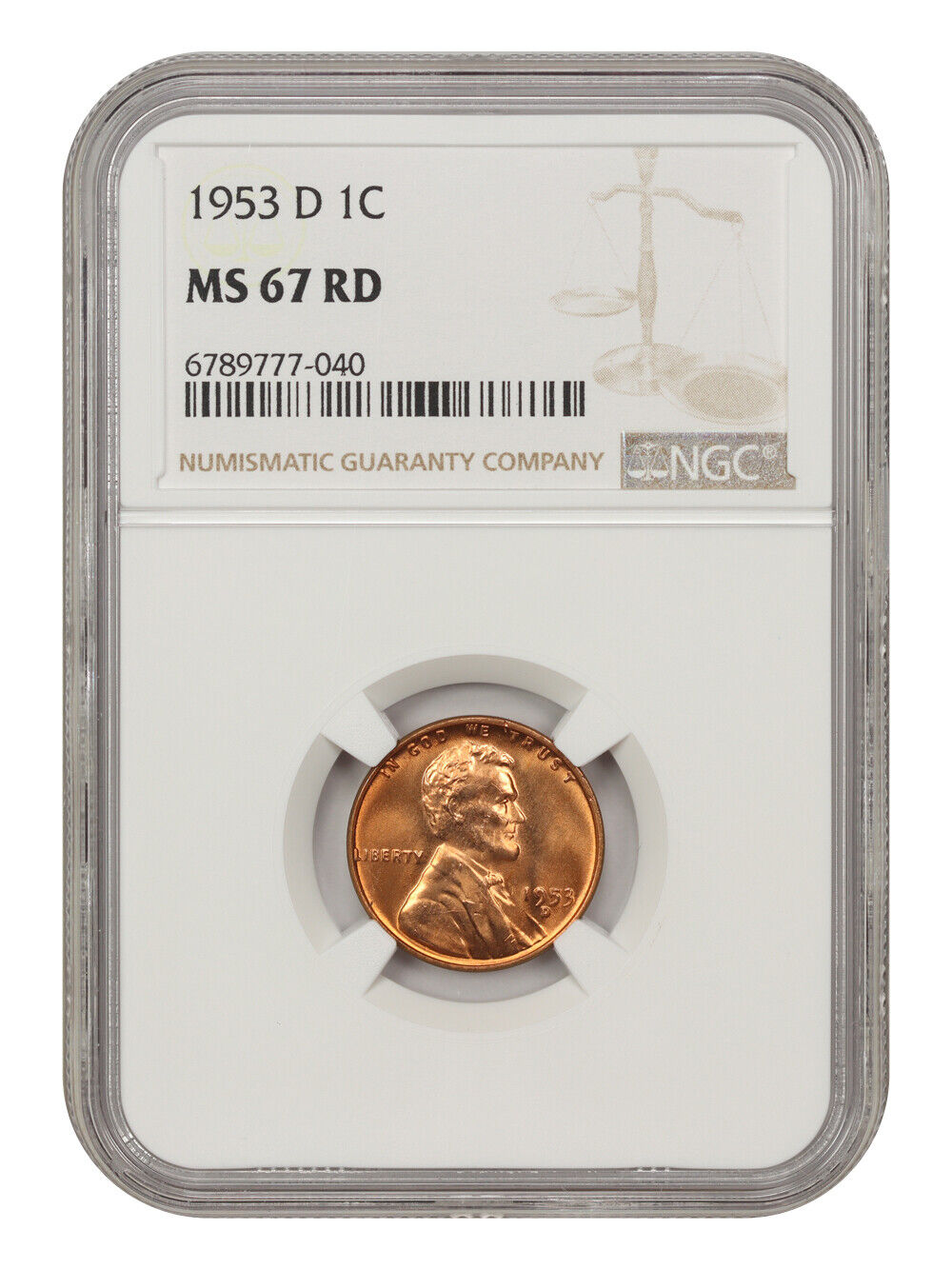 1953-D 1C NGC MS67RD - Lincoln Cent (Wheat Reverse)