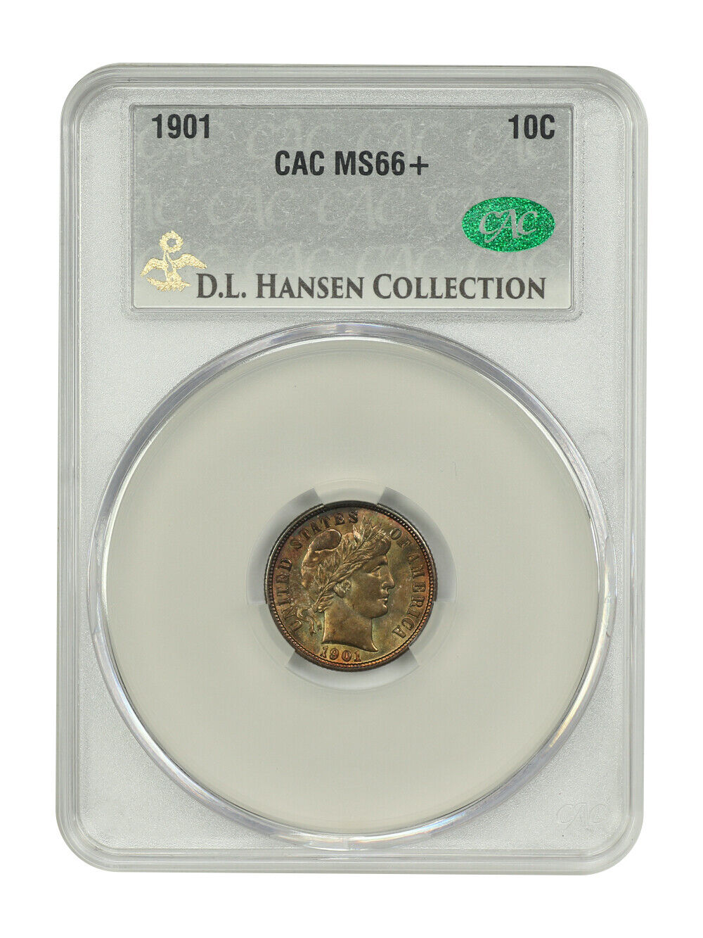 1901 10C CACG MS66+ ex: D.L. Hansen - Barber Dime