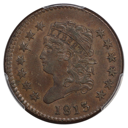 1813 1C PCGS/CAC AU58 (S-292) ex: D.L. Hansen