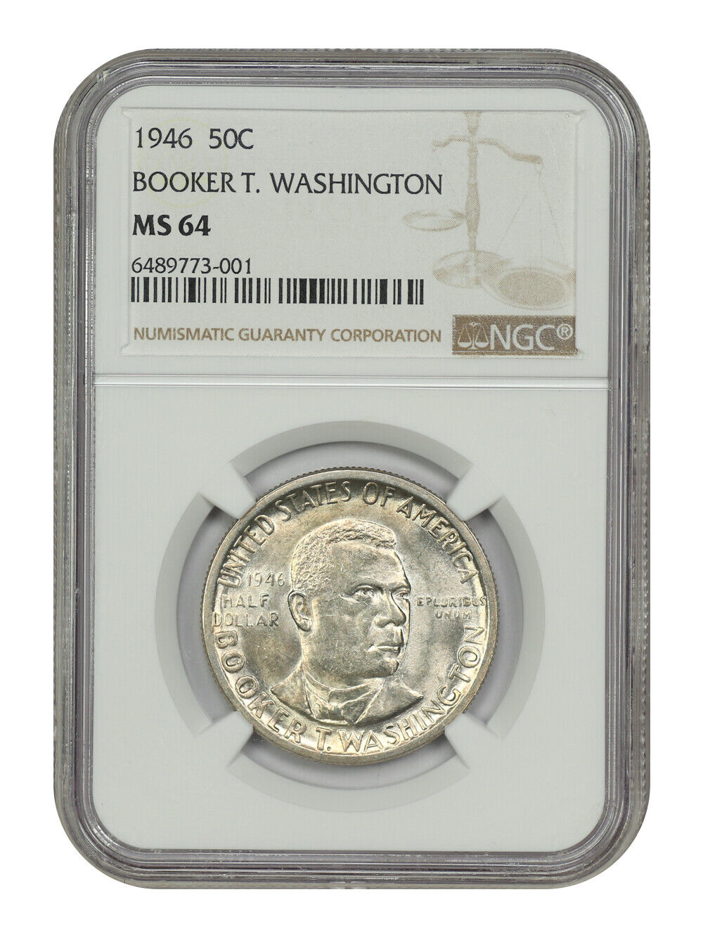 1946 50C Booker T. Washington NGC MS64 - Classic Silver Commemorative