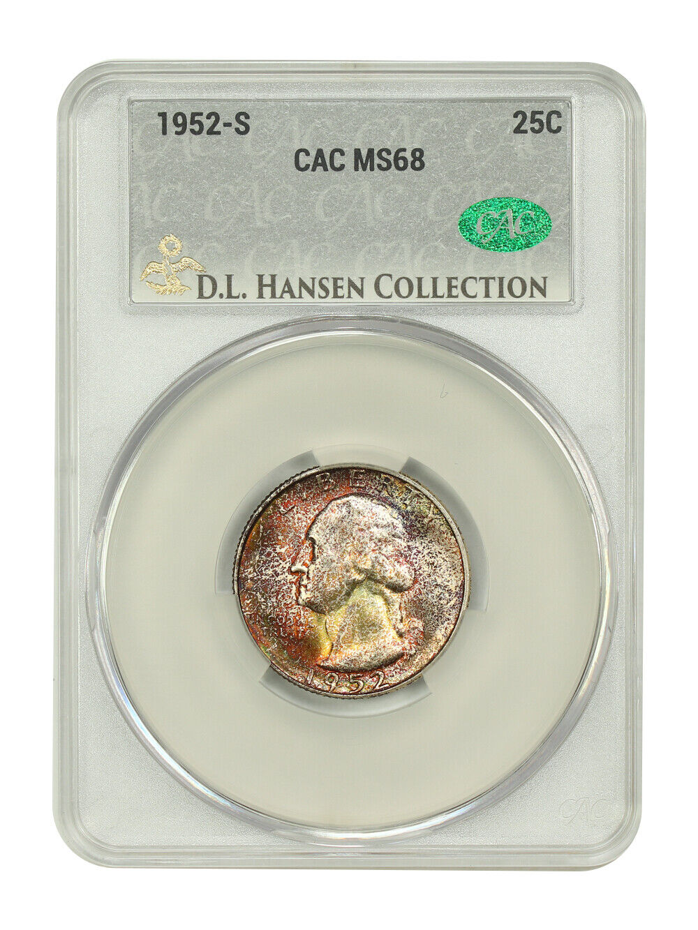 1952-S 25C CACG MS68 ex: D.L. Hansen - Washington Quarter - Only One Finer!