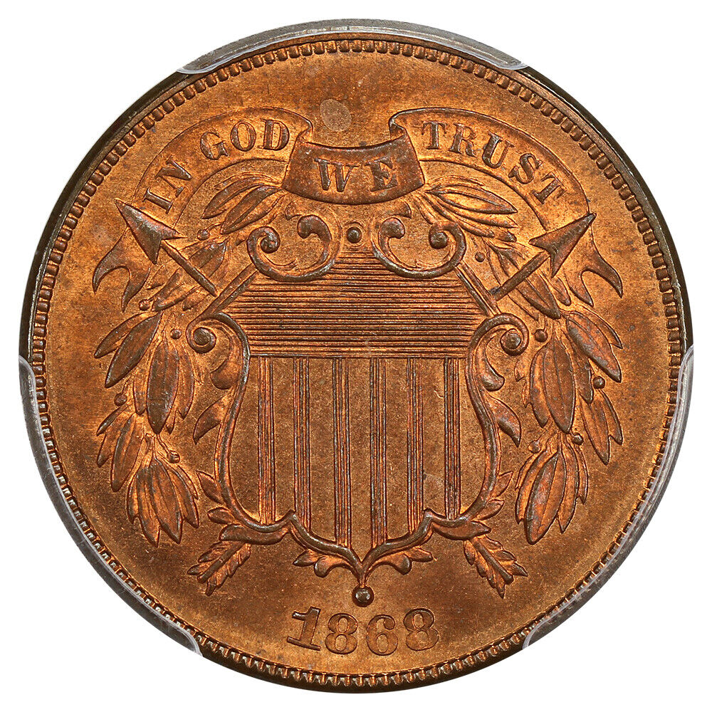 1868 2c PCGS MS65RD ex: D.L. Hansen