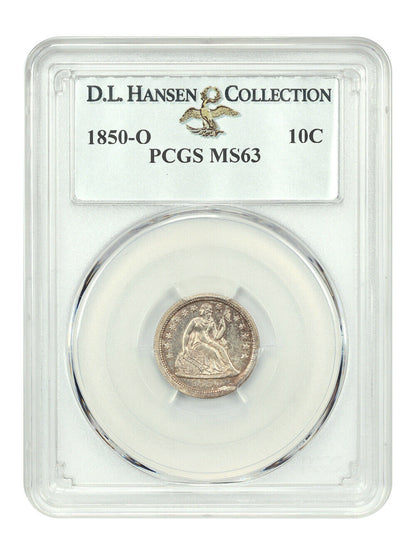 1850-O 10C PCGS MS63 ex: D.L. Hansen