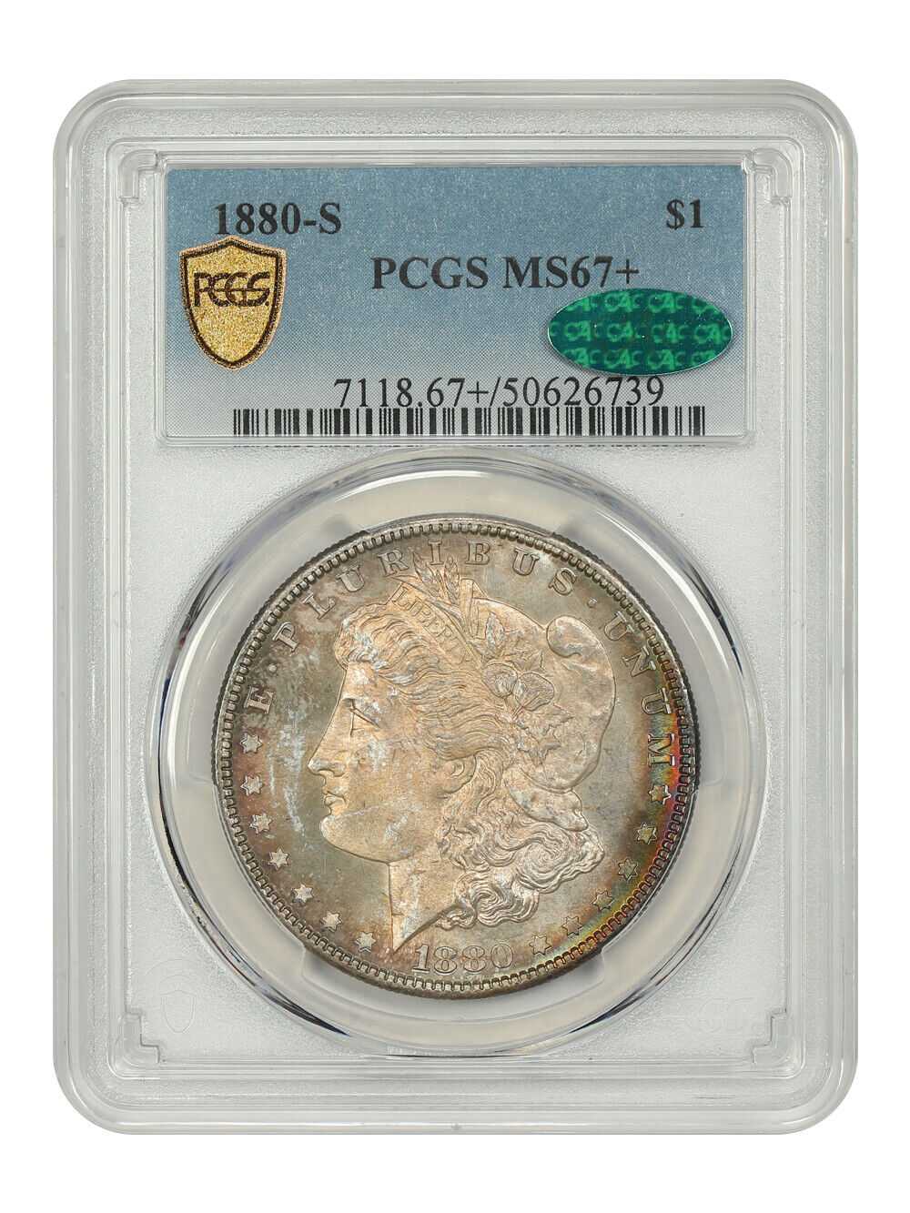 1880-S $1 PCGS/CAC MS67+ - Morgan Dollar