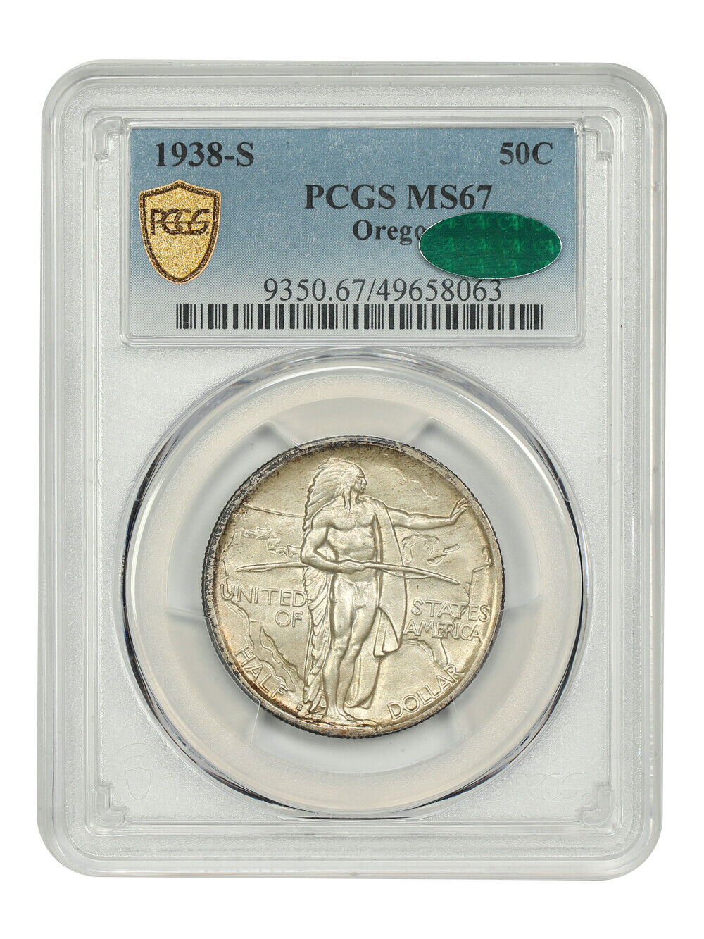 1938-S 50C Oregon PCGS/CAC MS67 - Classic Silver Commemorative