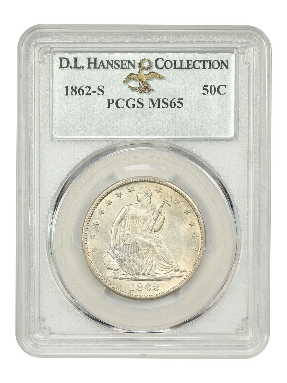 1862-S 50C PCGS MS65 ex: D.L. Hansen