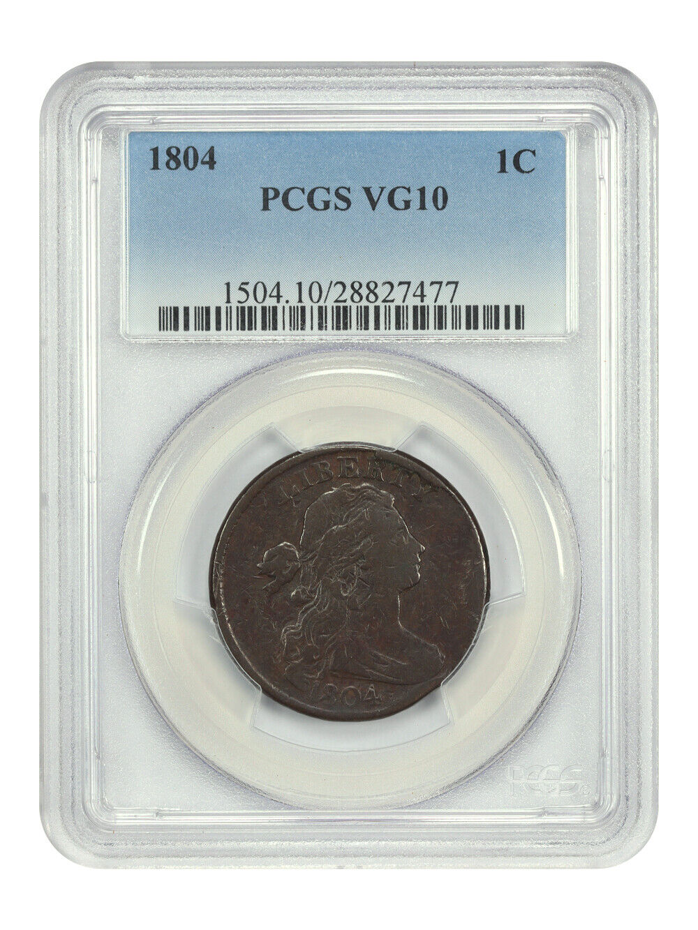 1804 1C PCGS VG10BN - Draped Bust Cent - Key Date