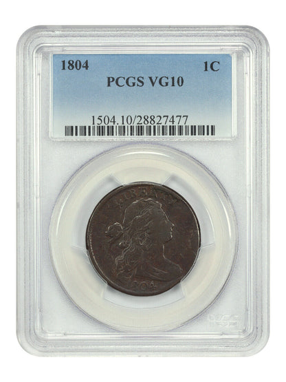 1804 1C PCGS VG10BN - Draped Bust Cent - Key Date