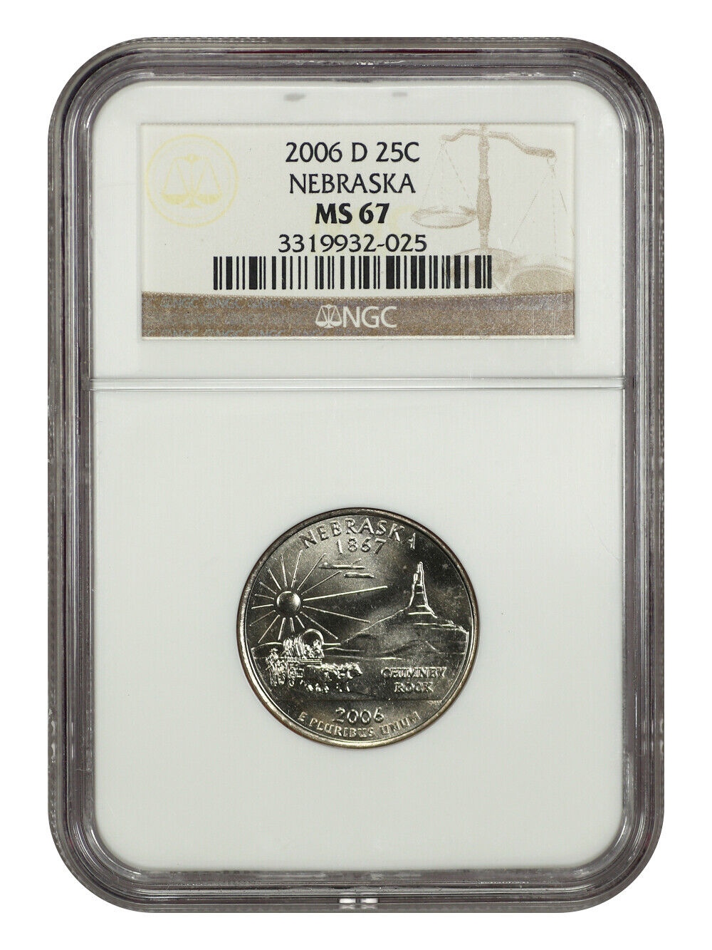 2006-D 25C Nebraska NGC MS67 - Washington 50 States Quarters