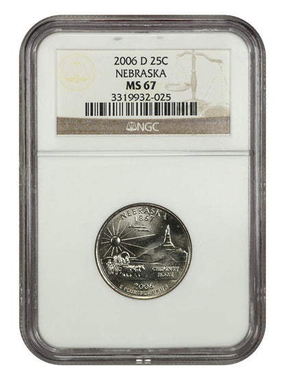 2006-D 25C Nebraska NGC MS67 - Washington 50 States Quarters