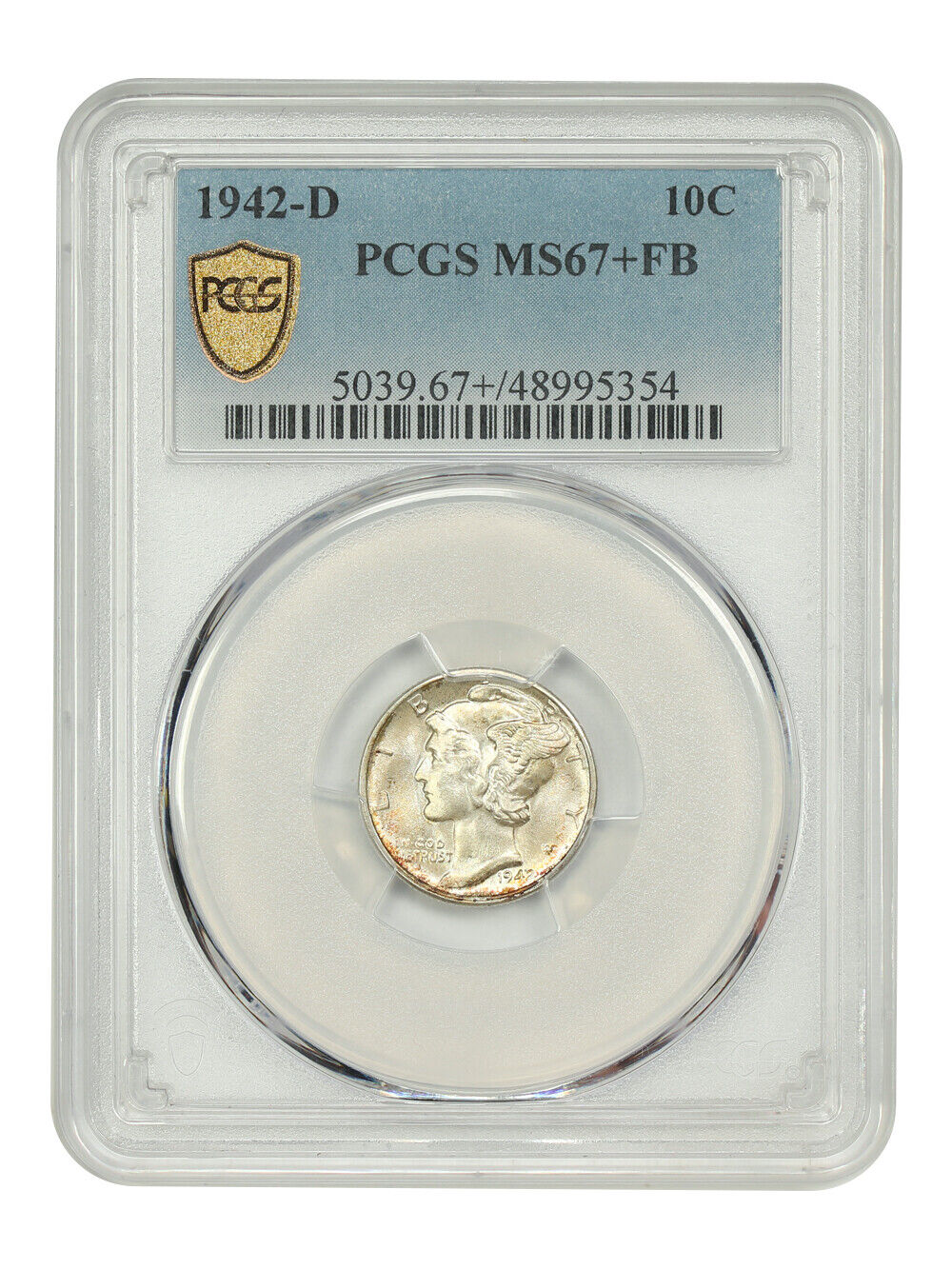 1942-D 10C PCGS MS67+FB - Mercury Dime