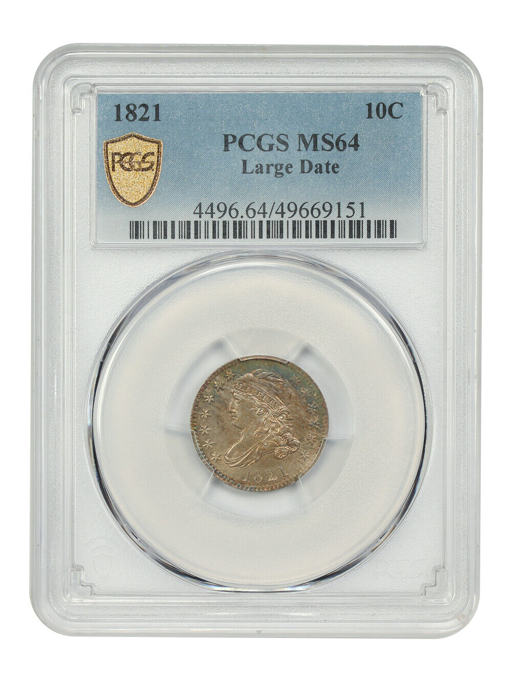 1821 10C PCGS MS64 (Large Date) - Capped Bust Dime