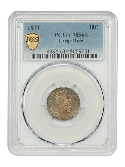 1821 10C PCGS MS64 (Large Date) - Capped Bust Dime