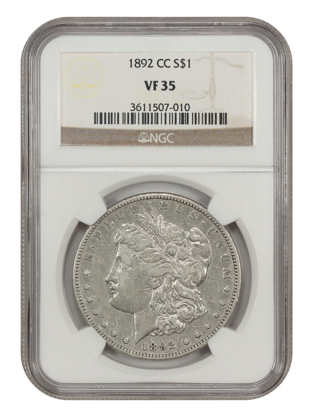 1892-CC $1 NGC VF35 - Morgan Dollar - Popular, Scarce Carson City Morgan