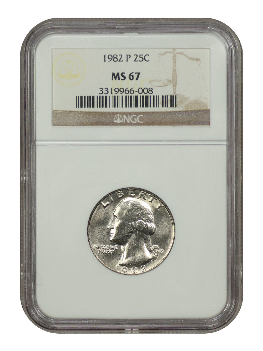 1982-P 25C NGC MS67 - Washington Quarter