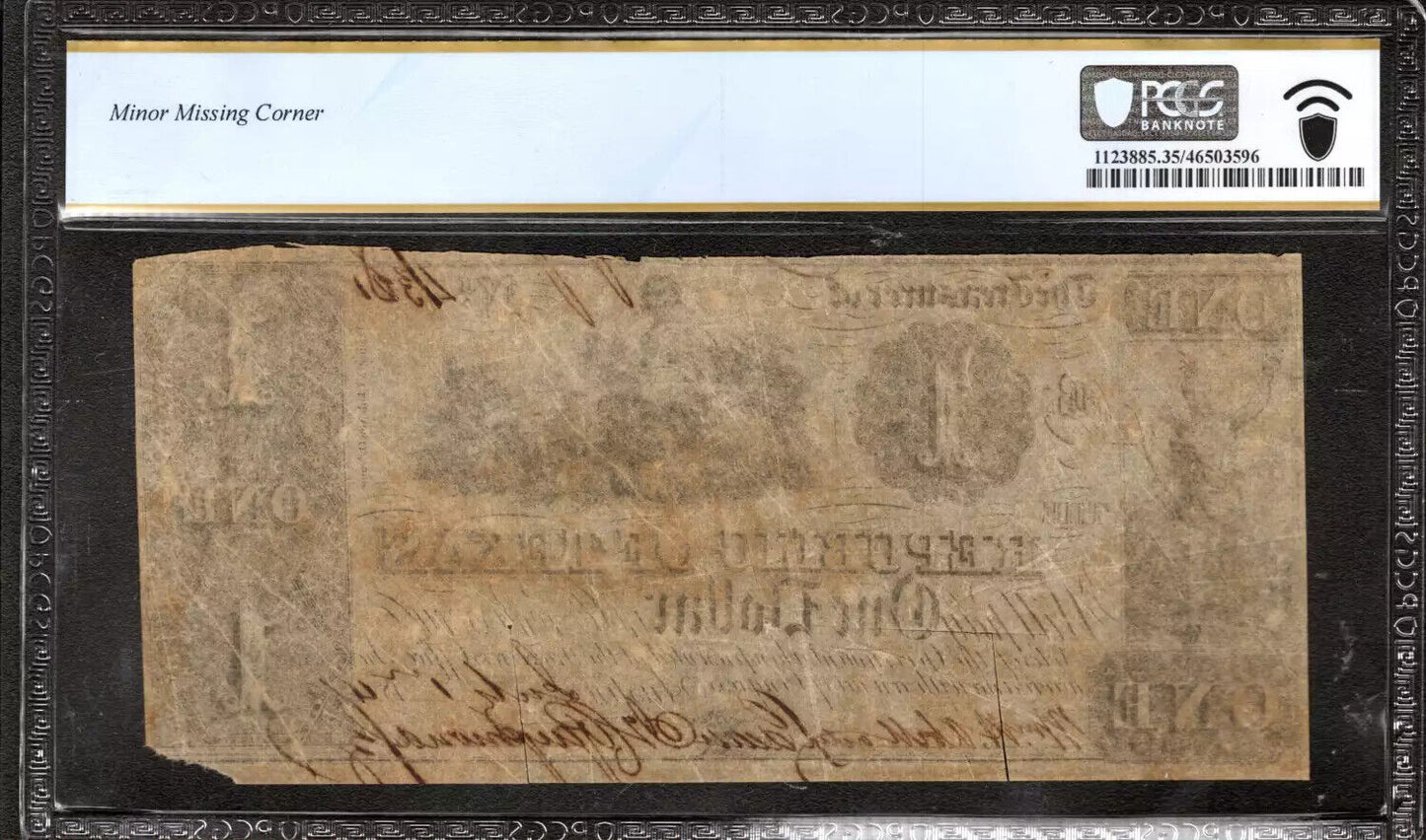 1841 $1 REPUBLIC OF TEXAS AUSTIN OBSOLETE TREASURY NOTE CR-TX-A1 PCGS B VF 35