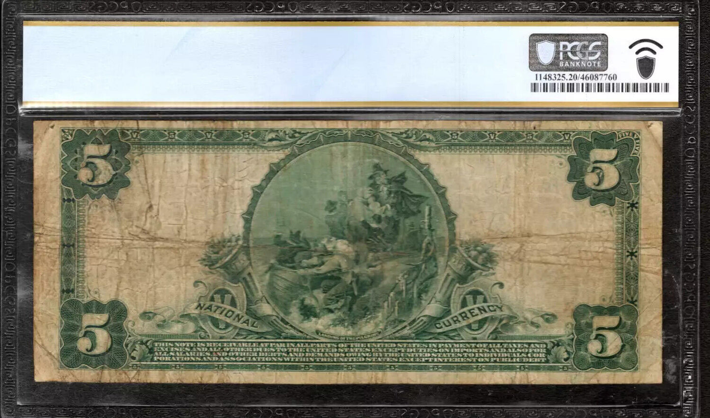 1902 RS $5 FOURTH NATIONAL BANKNOTE CURRENCY NEW YORK NY PCGS B VERY FINE VF 20