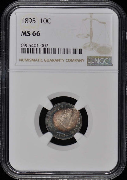 1895 Barber Dime 10C NGC MS66