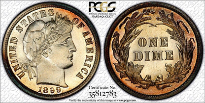 1899 10C Barber Dime PCGS PR67CAM (CAC)