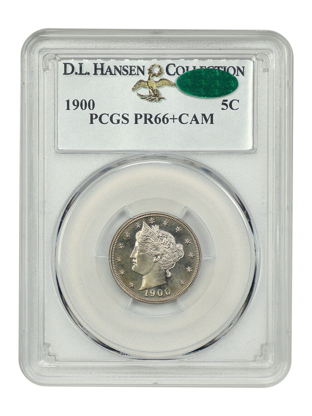 1900 5C PCGS/CAC PR66+CAM ex: D.L. Hansen - Liberty Nickel