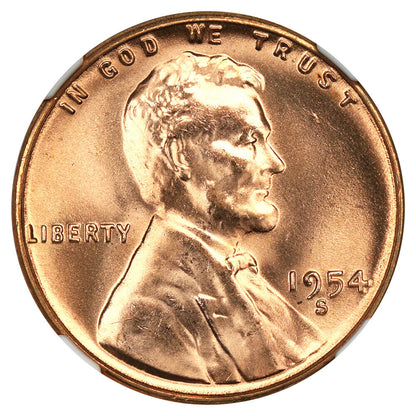 1954-S 1c NGC MS67 RD