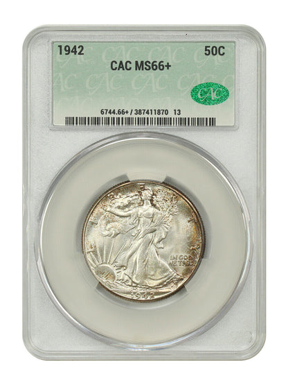 1942 50C CACG MS66+ - Walking Liberty Half Dollar - Plus Grade Beauty