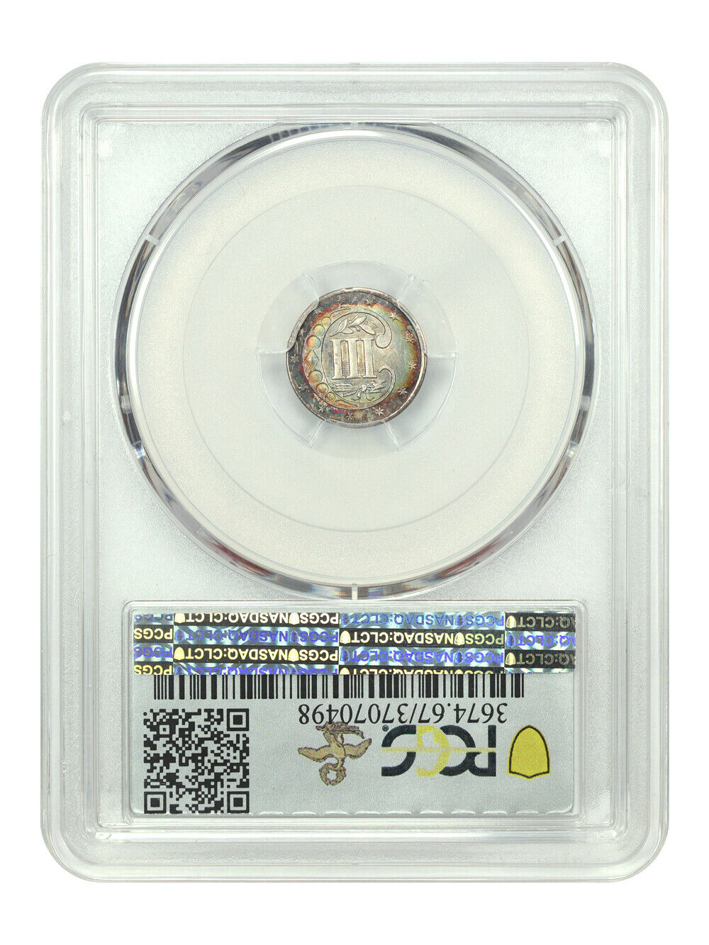 1858 3CS PCGS MS67 ex: D.L. Hansen