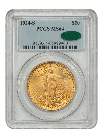 1924-S $20 PCGS/CAC MS64 - St. Gaudens $20