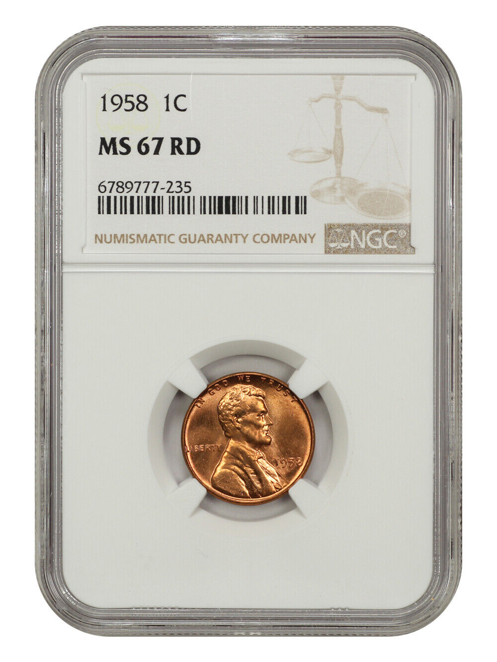 1958 1C NGC MS67RD