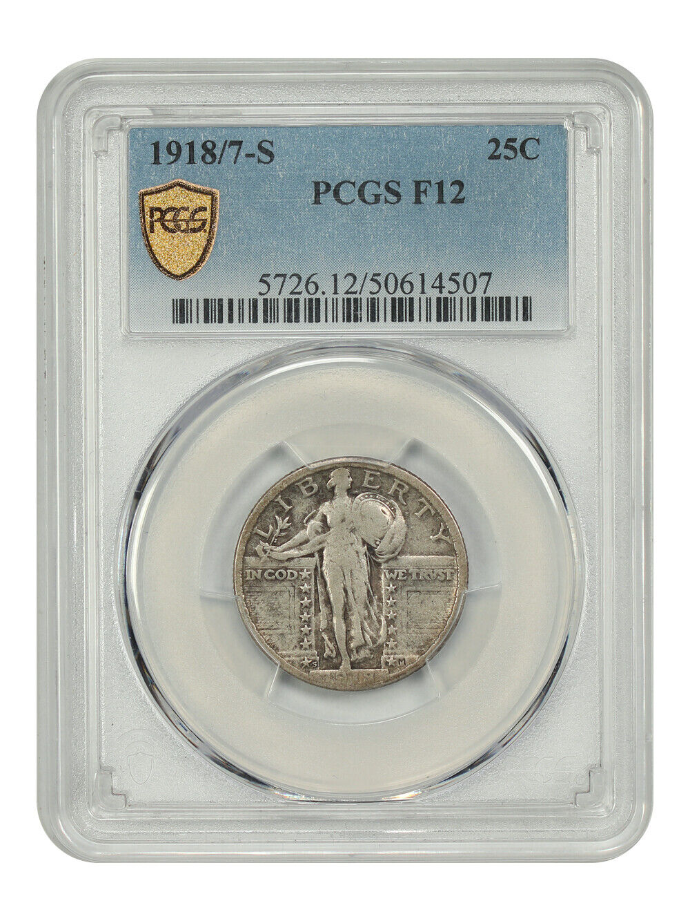 1918/7-S 25C PCGS Fine 12 - Standing Liberty Quarter - Popular and Rare Overdate