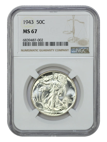 1943 50C NGC MS67 - Walking Liberty Half Dollar